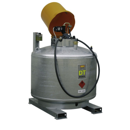 Depósito de gasoil 980 litros doble pared metálico con bomba eléctrica 12 V ADR