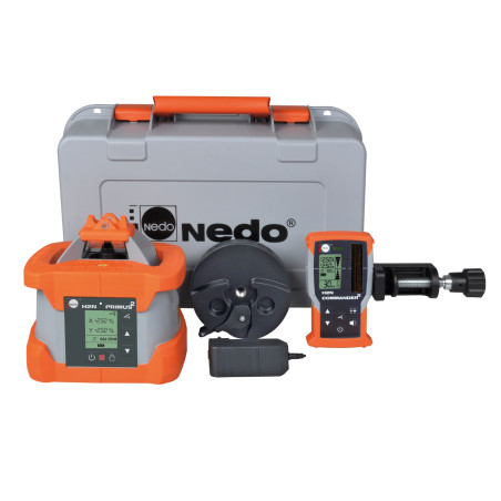 Nivel láser rotatorio PRIMUS 2 H2N con receptor radiocomando COMMANDER 2 Nedo