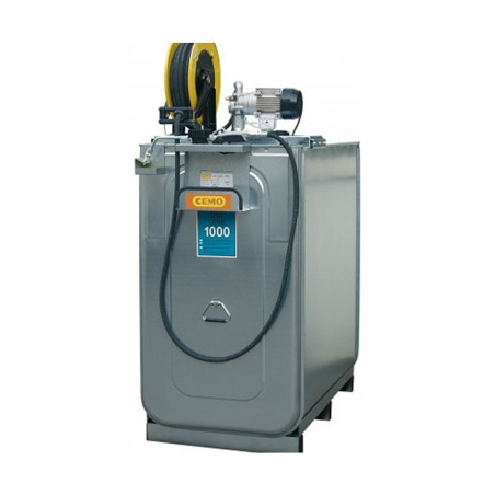 Depósito HDPE 1000 litros galvanizado con bomba eléctrica para lubricantes (Aceite) más carrete