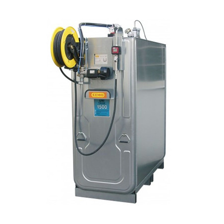 Depósito HDPE 1500 litros galvanizado con bomba eléctrica para lubricantes (Aceite) más carrete