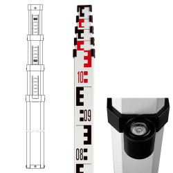 Mira topográfica telescópica 4 metros StandardLine Nedo (Graduación posterior en mm, inicio normal para medición de alturas libr