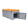 Baúl contenedor caja almacenaje herramientas CEMbox 750 l con puerta lateral gris/naranja