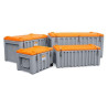 Baúl contenedor caja almacenaje herramientas CEMbox 750 l con puerta lateral gris/naranja