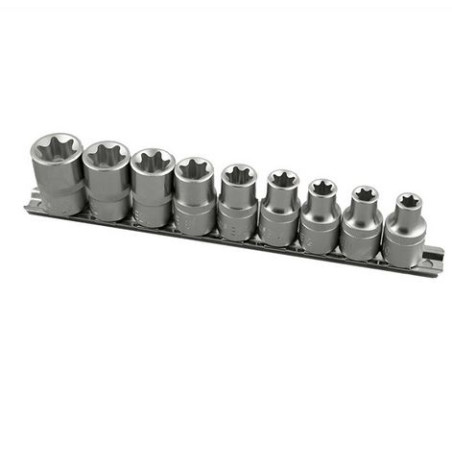 Juego vasos carraca Torx 1/2" 9 piezas E10 - E24