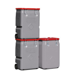 Contenedor sustancias peligrosas / Carro 250 litros / Tapa roja